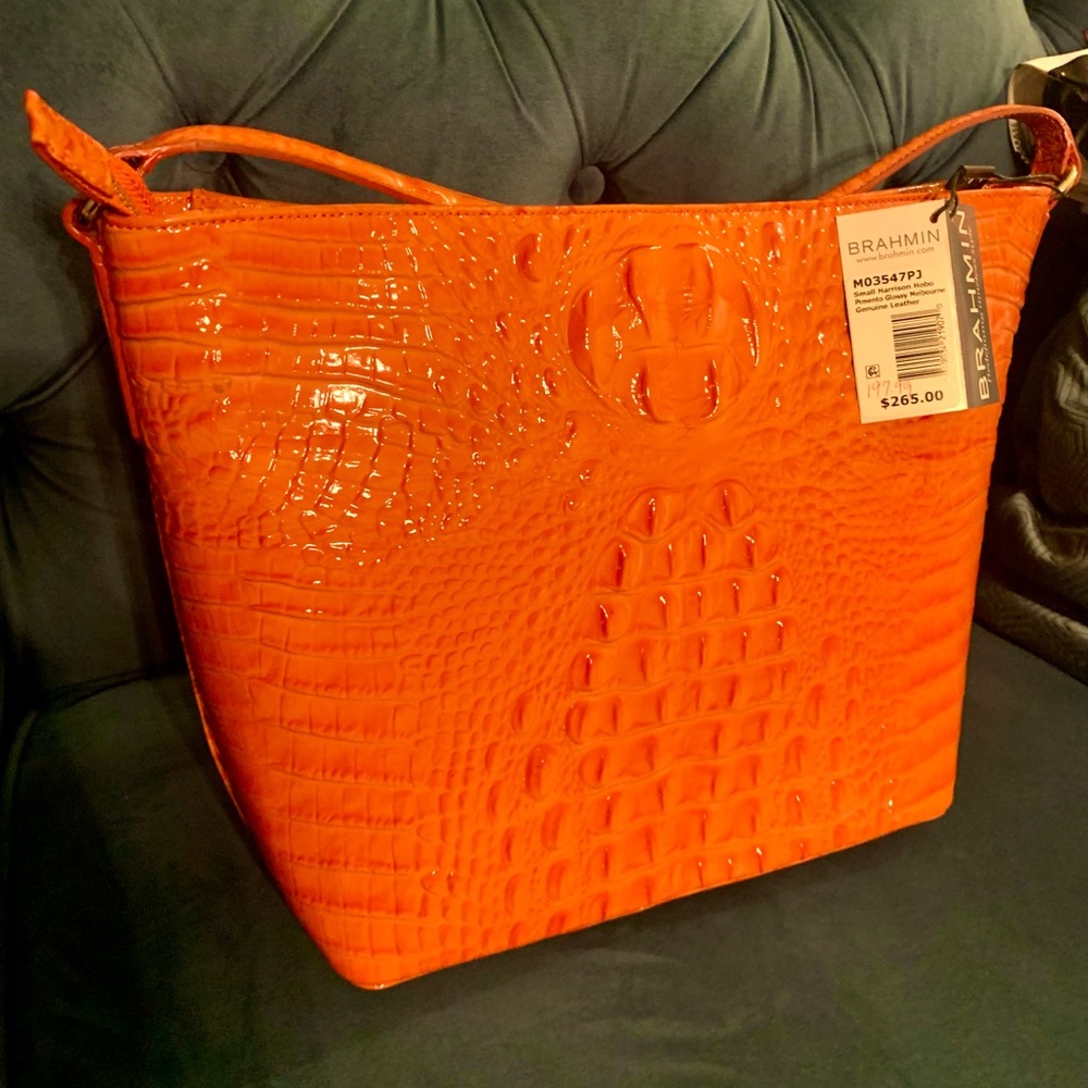 Brahmin, Small Harrison Hobo, Pimento, Glossy, Melbourne, Genuine Leather, NEW